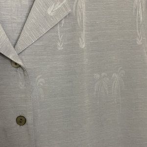 Tiki 100% silk  light blue short sleeve button up shirt